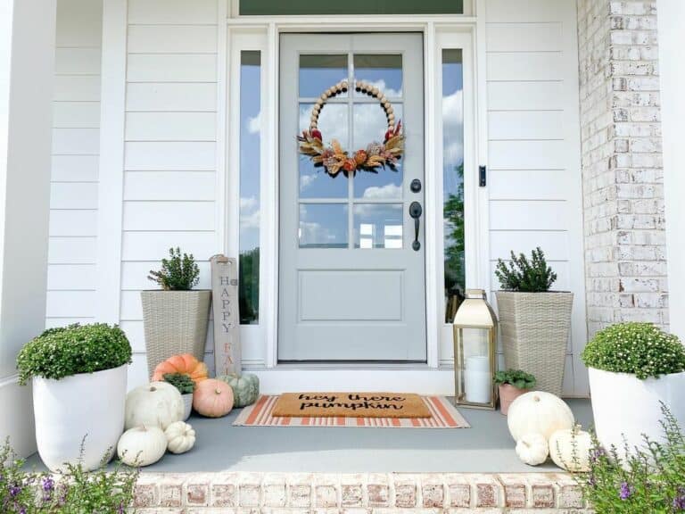 Front Porch With Autumn Pumpkin Décor