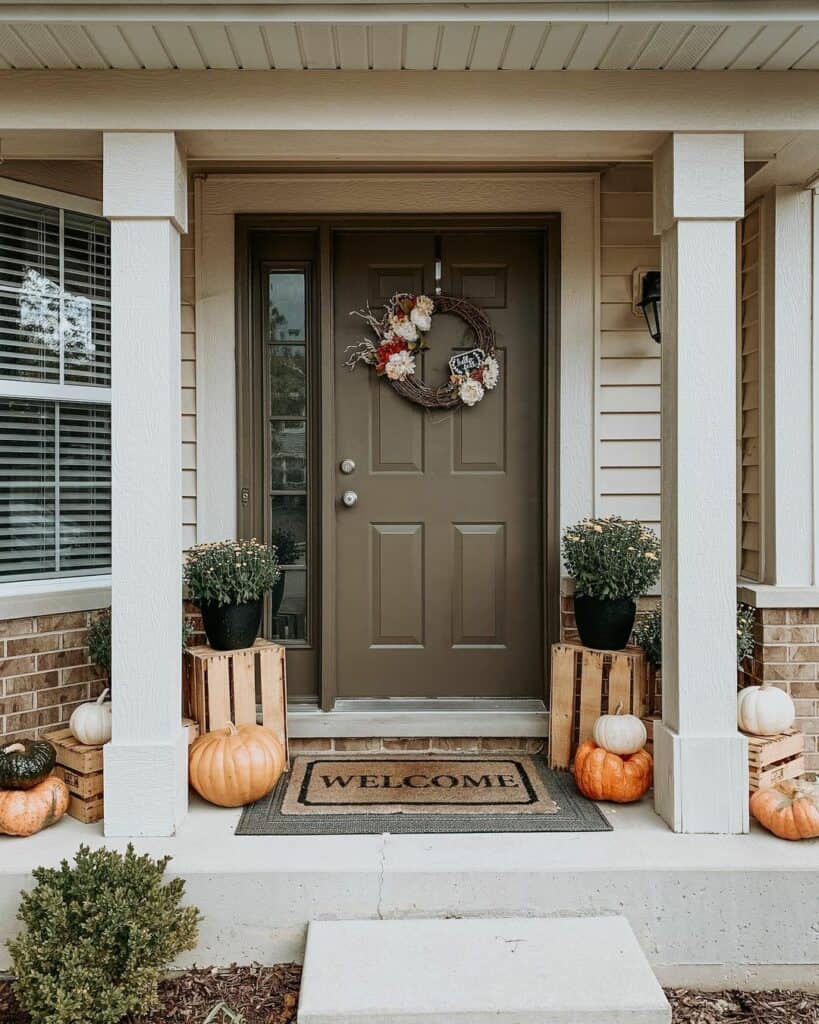 Front Porch With Halloween Pumpkin Décor