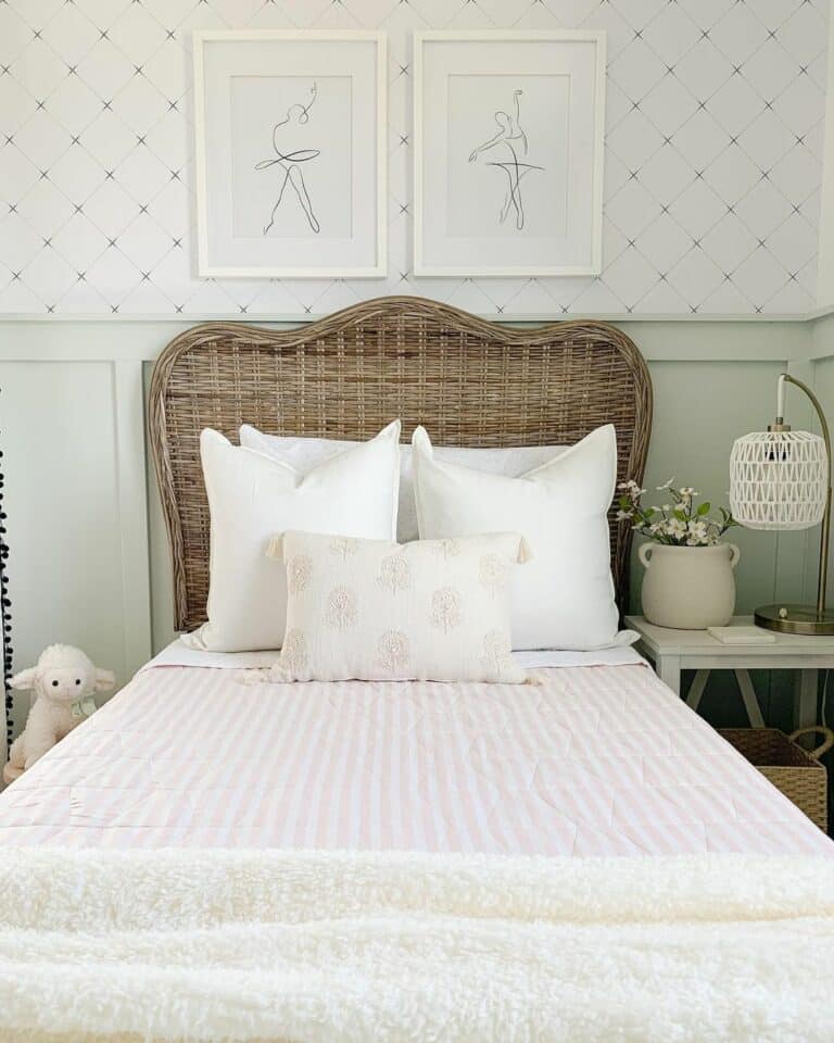 Girls Bedroom With Modern Farmhouse Wallpaper