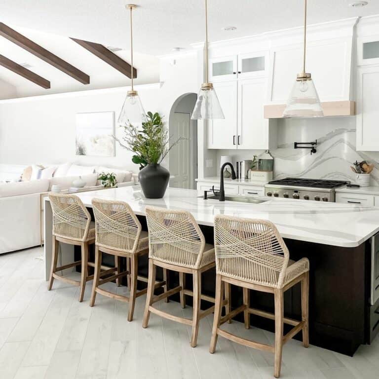 Glass Pendant Lights in an Open Kitchen