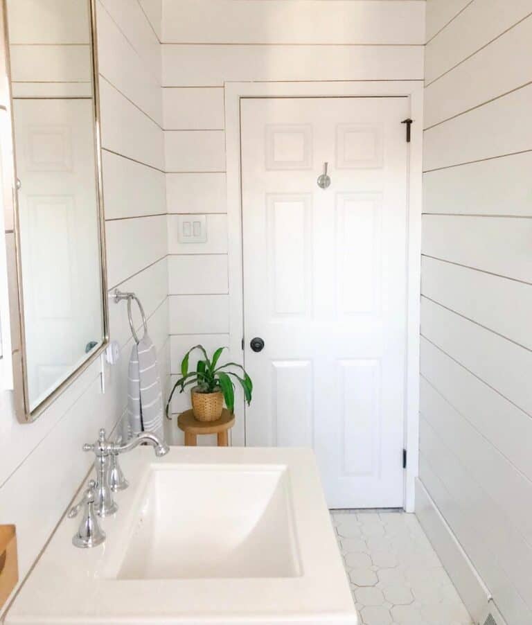 Glossy White Basement Half Bathroom