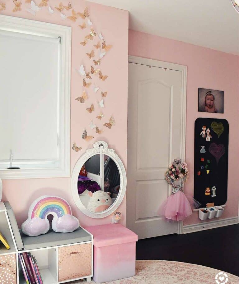 Gold Butterfly Decorations in Pink Room