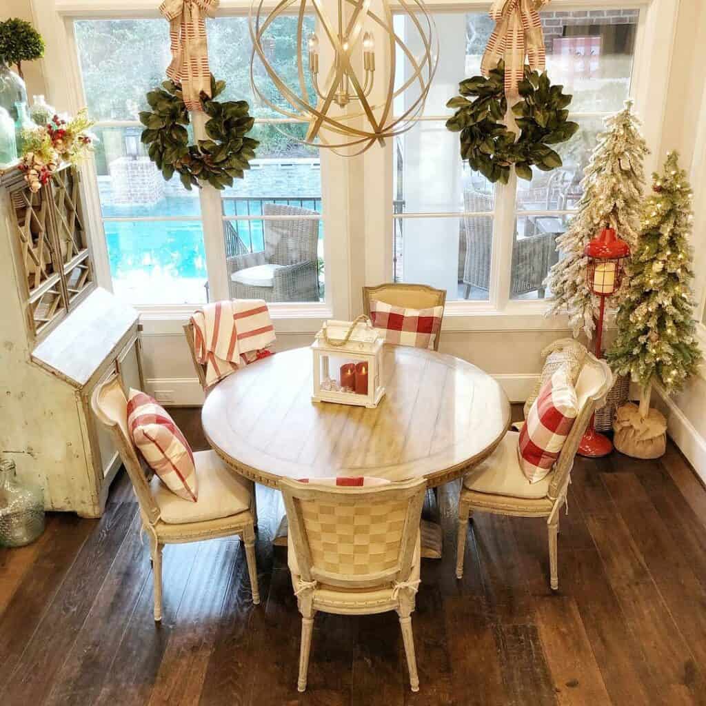 Gold and White Christmas Dining Room
