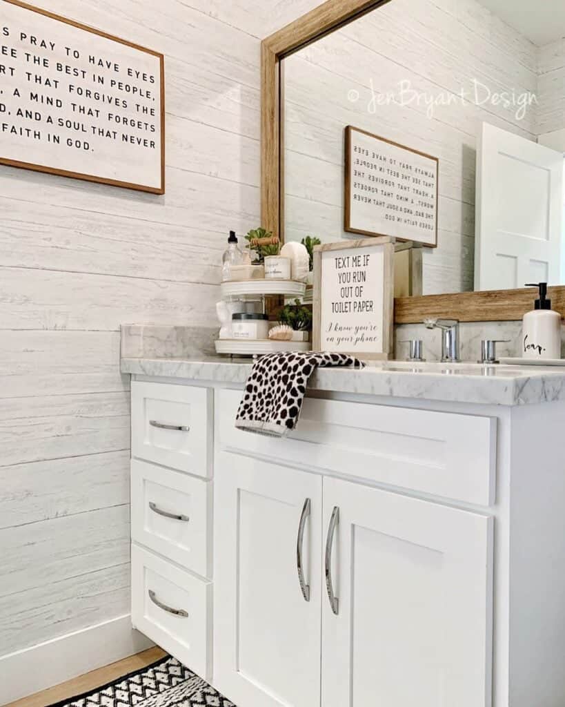Gorgeous White Farmhouse-styled Bathroom Vanity