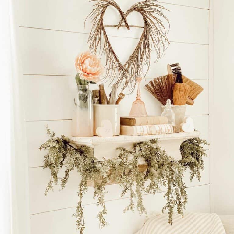 Grapevine Heart and a Dried Floral Garland Display