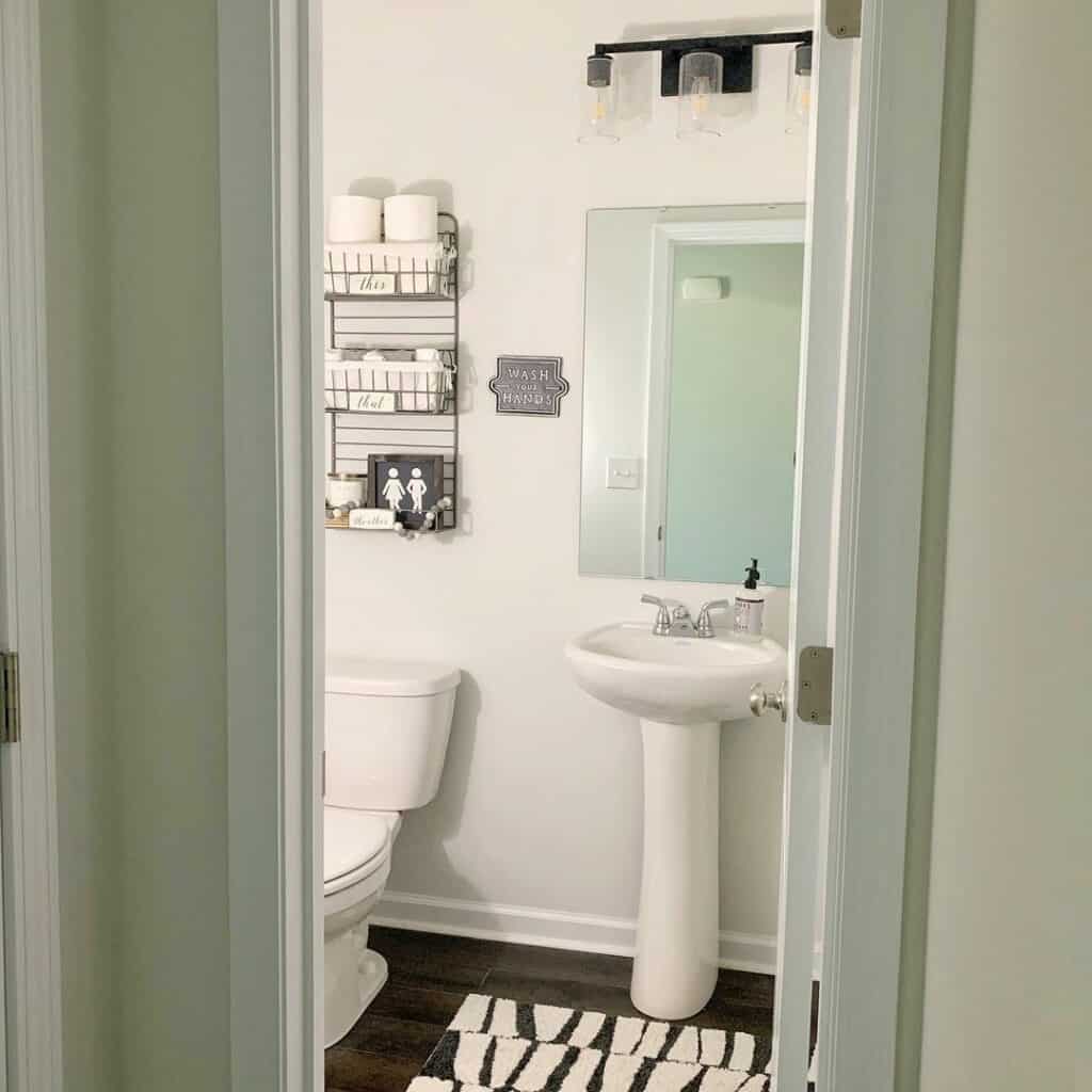 Gray Bathroom With White Accessories