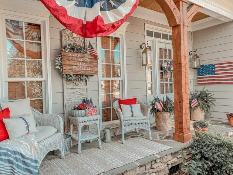Gray Front Porch With 4th of July Décor