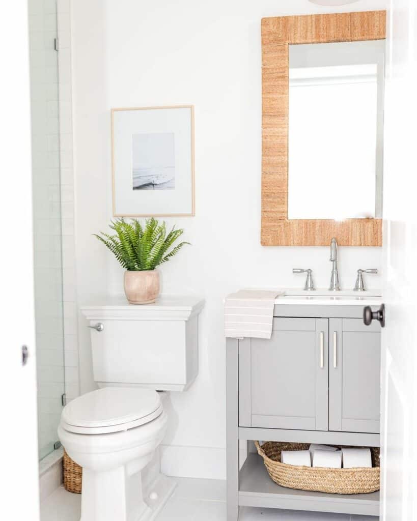 Gray Shaker-style Vanity With Accent Mirror