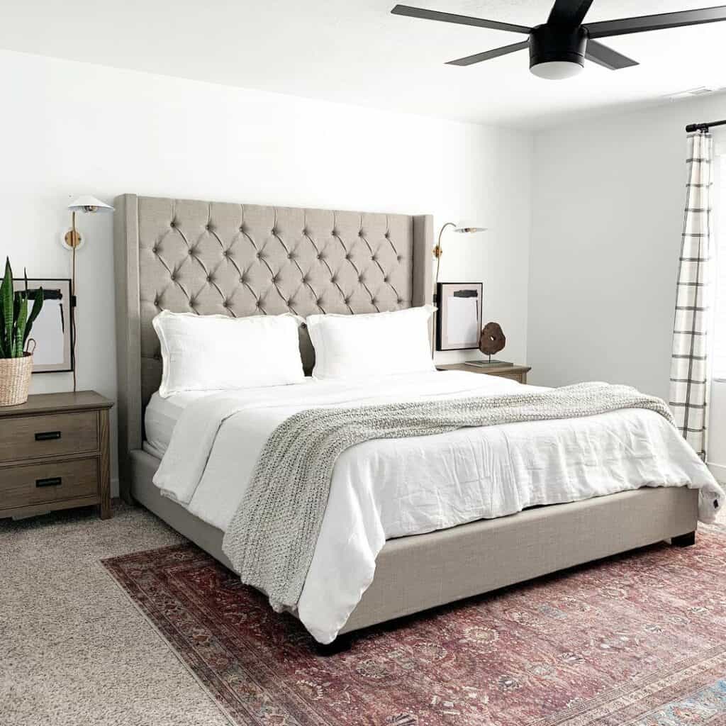 Gray Tufted Headboard in Classic Bedroom