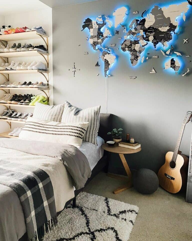 Gray and White Teenage Boy's Room