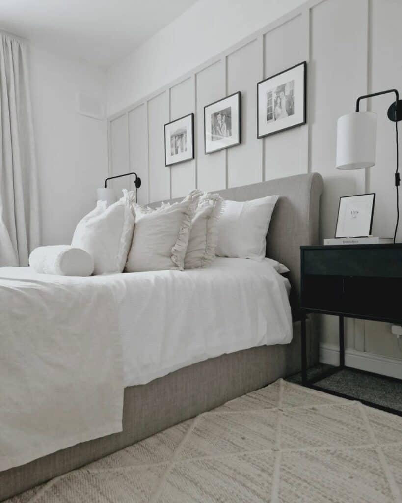 Gray and White Wainscoting Bedroom