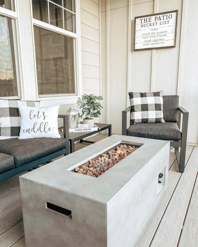 Grayscale Firepit Patio