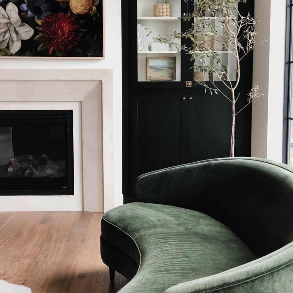 Green Velvet Sofa in Modern Living Room
