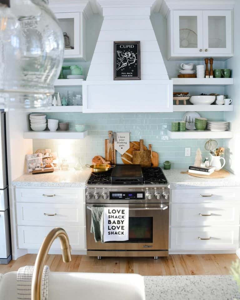 Green and White Small Kitchen