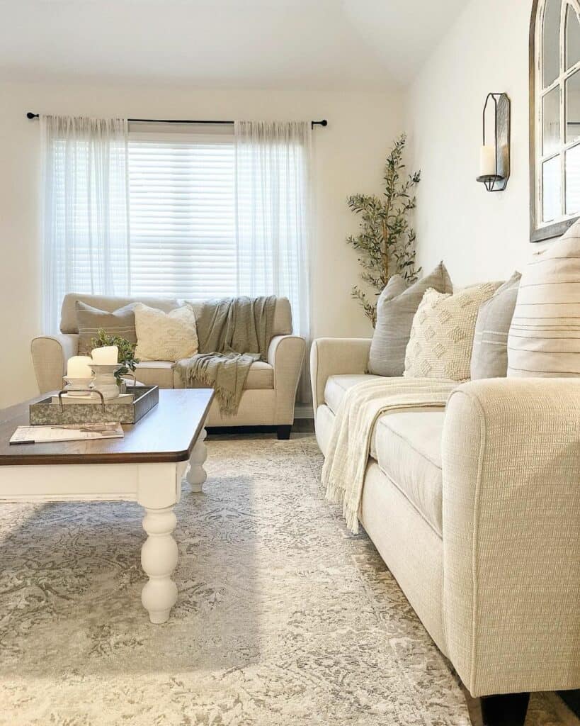 Grey and White Farmhouse Living Room Color Palette