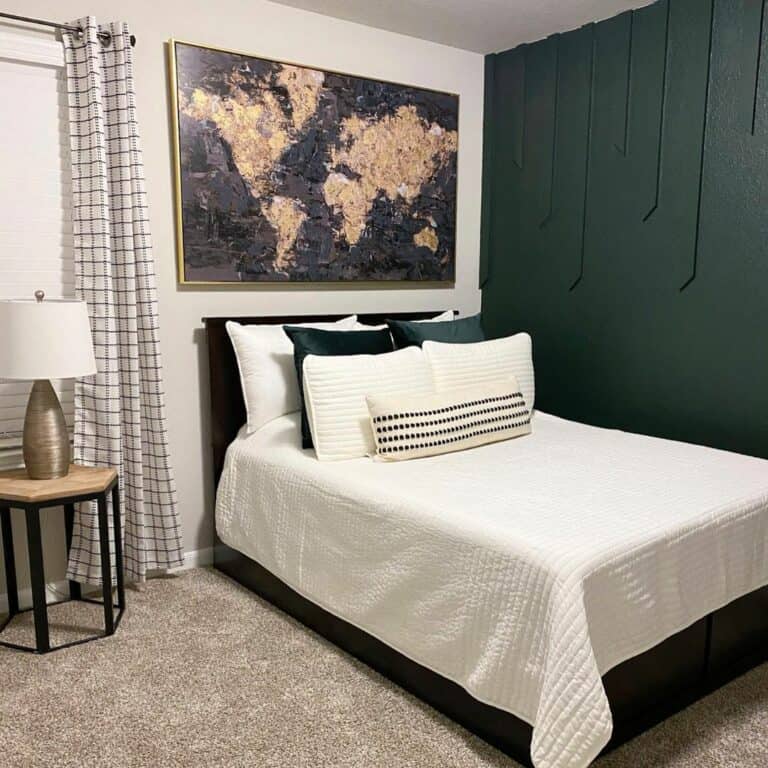 Guest Room With Dark Green Accent Wall