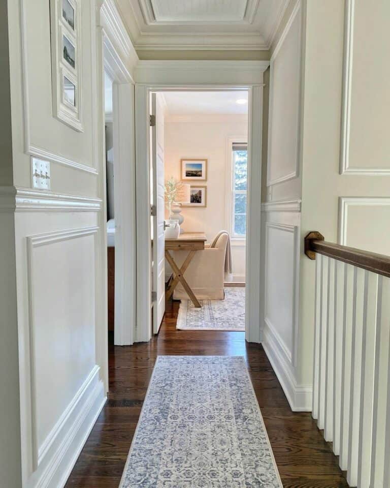 Hallway With Floral Runner Rug