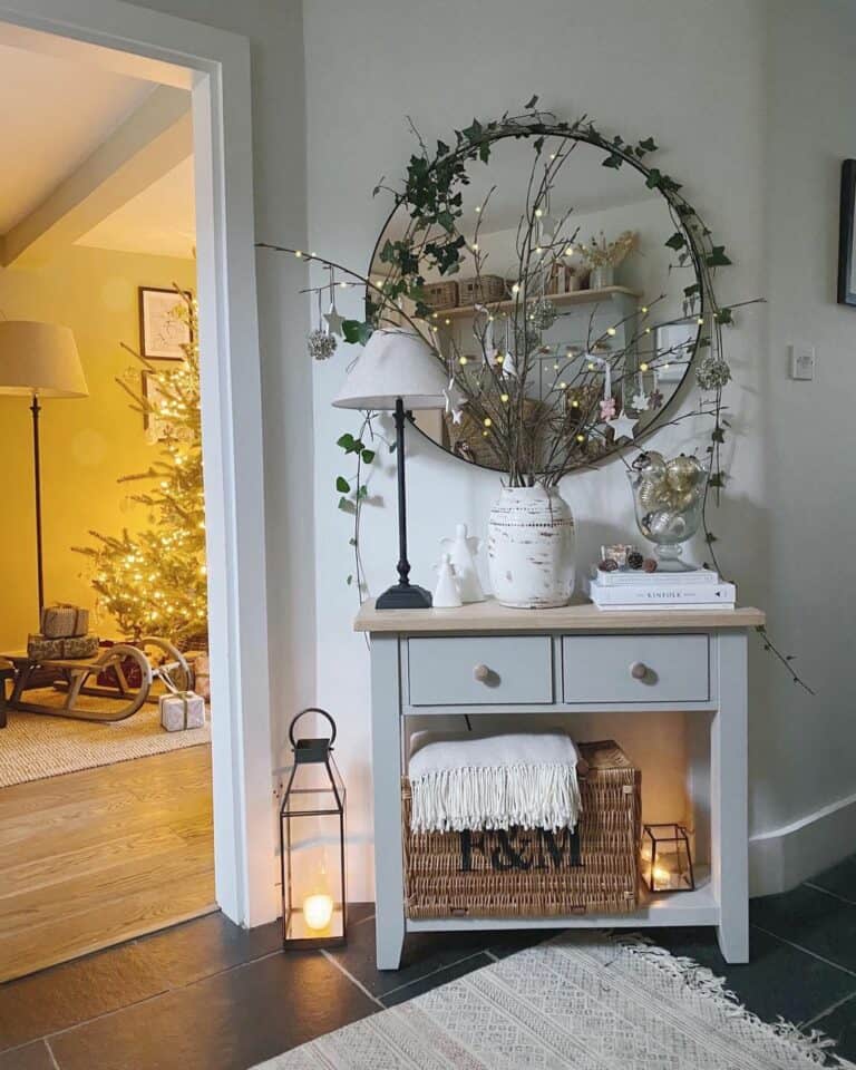 Hallway With White Vanity Table