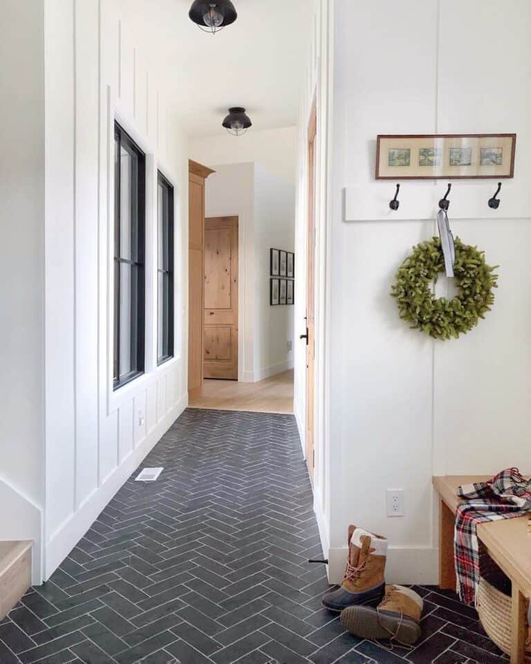 Hallway With Wreath and Wooden Doors