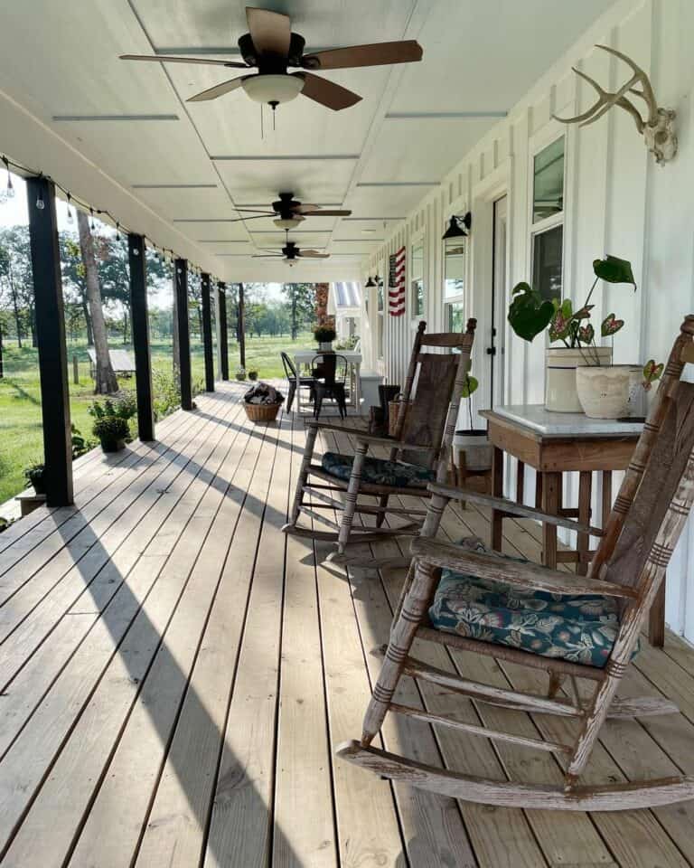 Hardwood Porch With Rocking Chairs