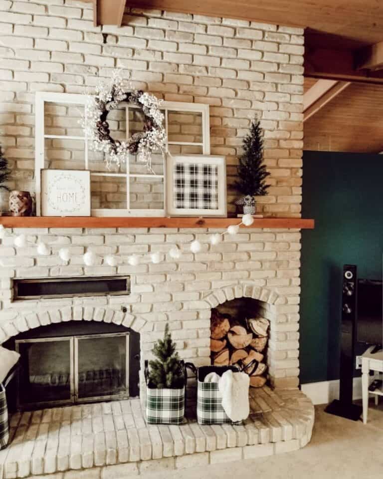 Holiday Hearth With Green Accents