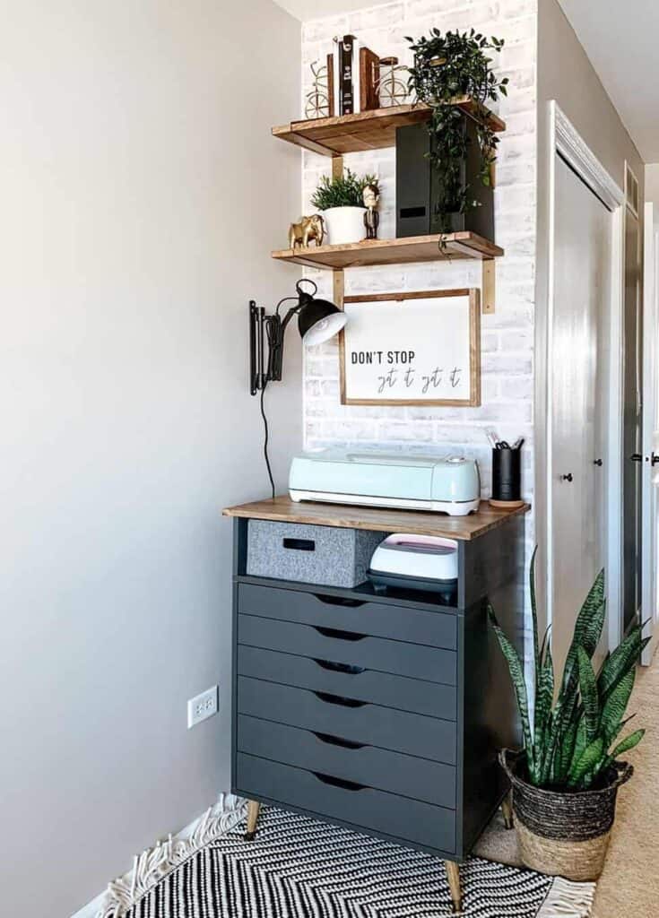 Home Office With Plant Shelf