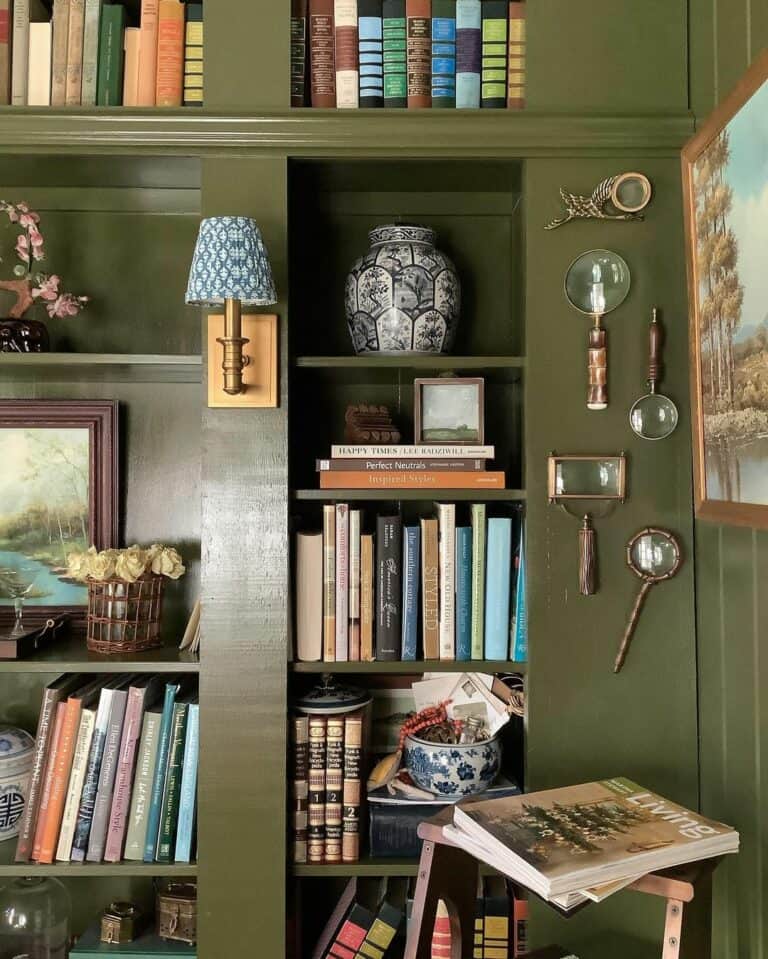 Home Study With Olive Green Wall