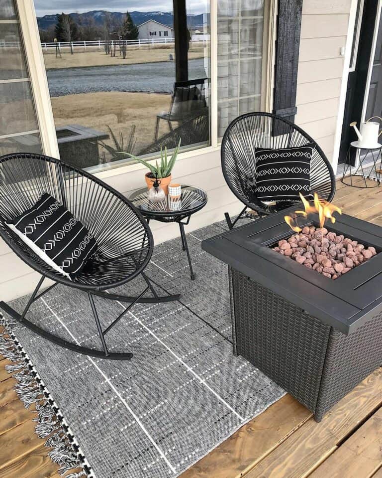 Idea for Boho Black Chairs Around Fire Pit