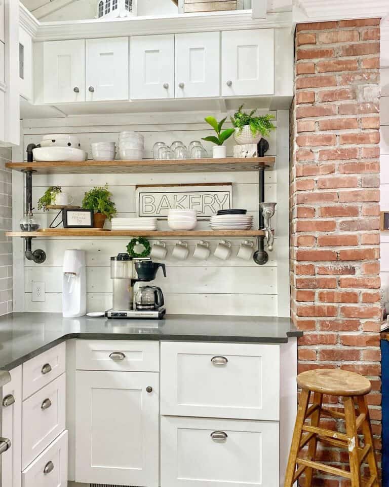 Industrial Wood and Black Metal Open Shelving