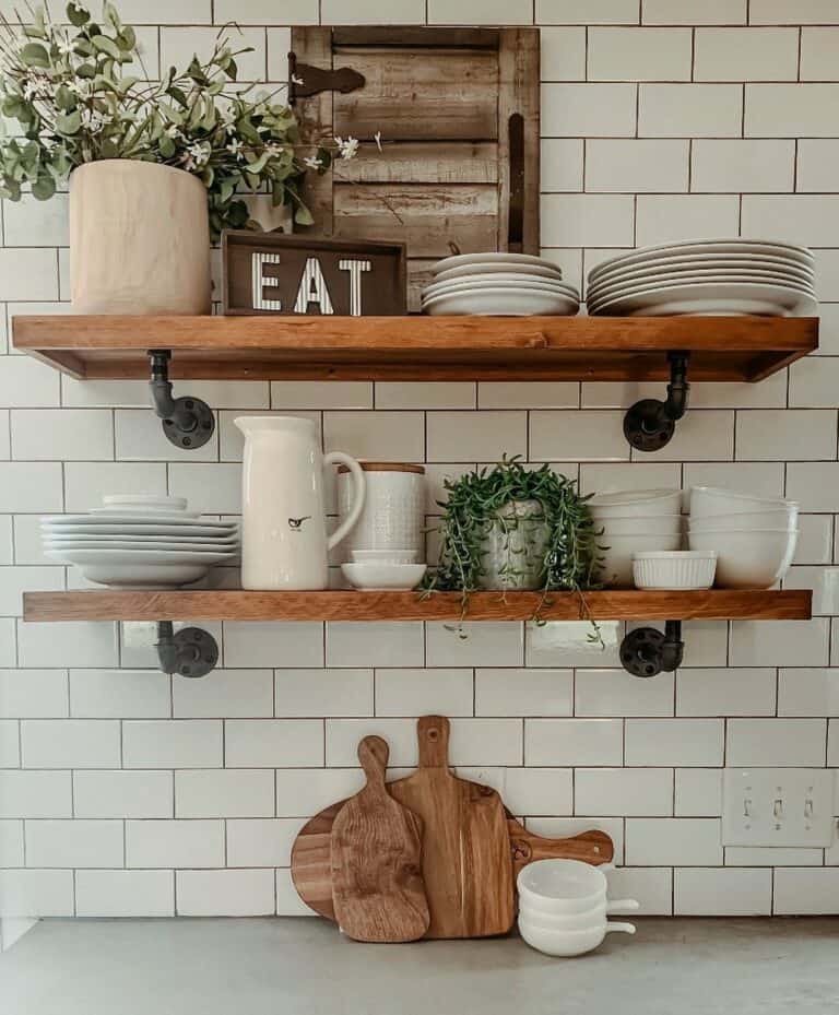 Industrial and Rustic Kitchen Shelves
