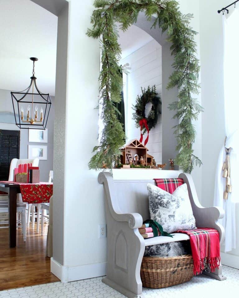 Interior Window in Christmas Entryway