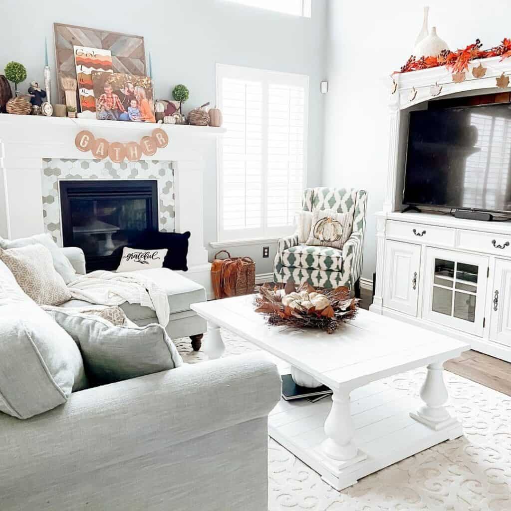 Ivory Living Room With Autumn Foilage