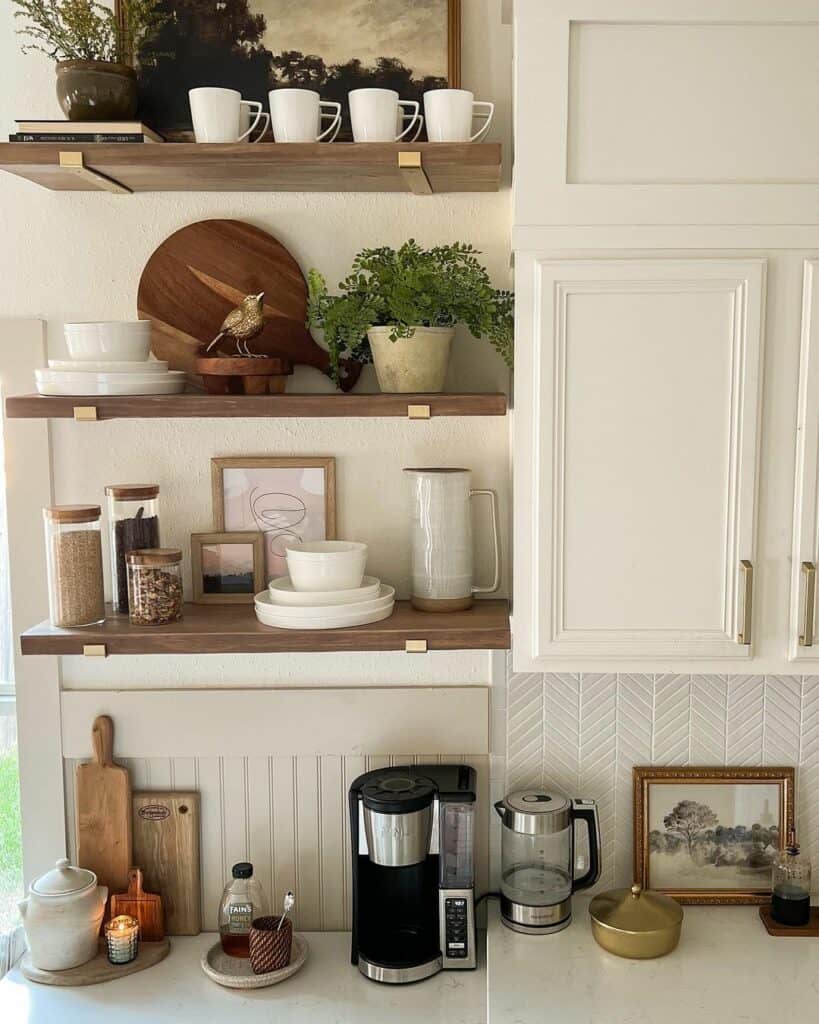 Kitchen Shelves With Ornamental Hardware