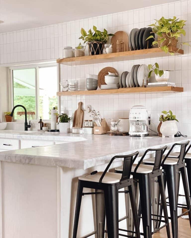 Kitchen With Black and Wooden Accents