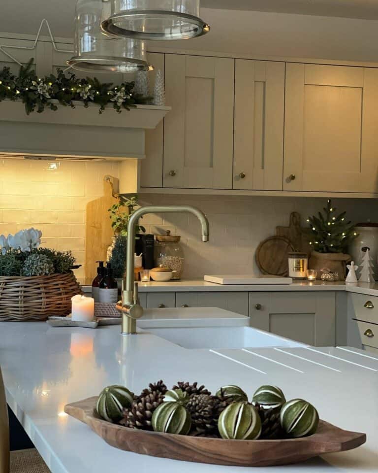 Kitchen With Brass Faucet