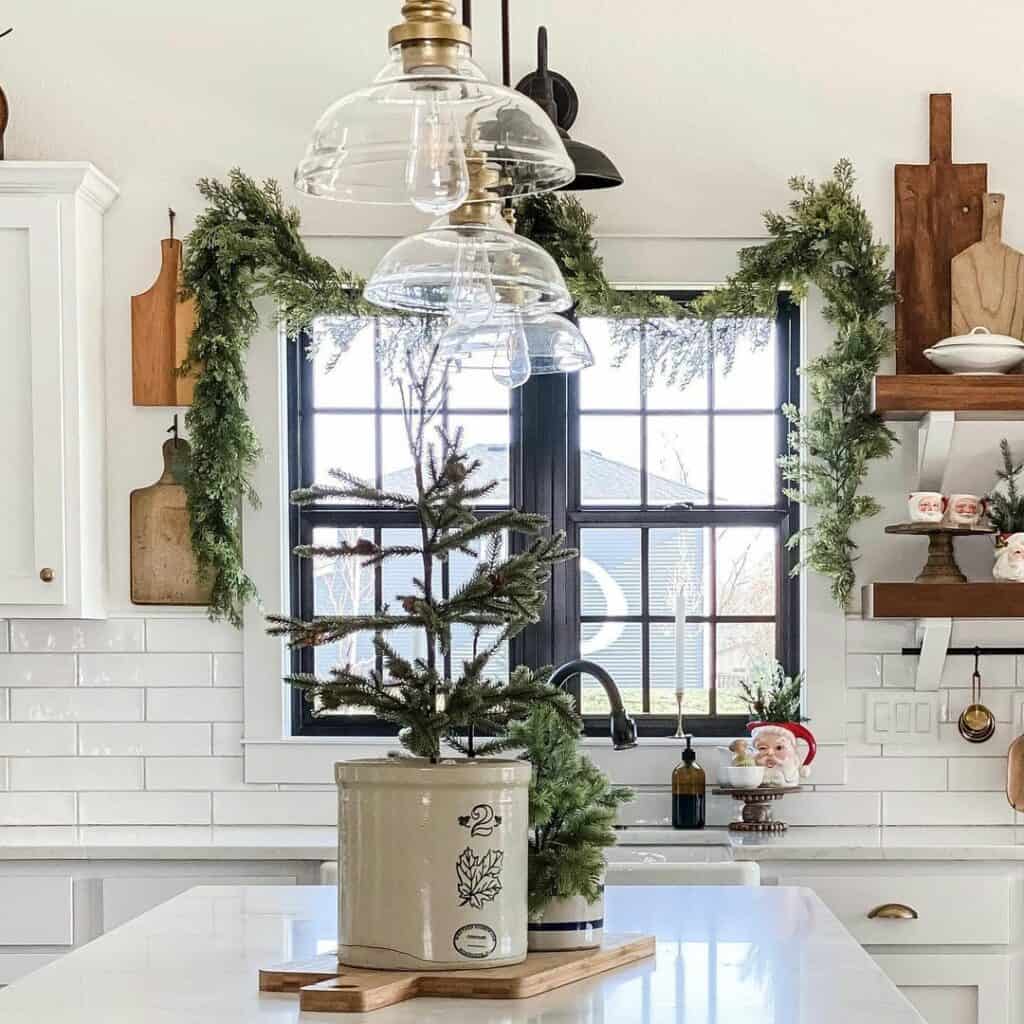 Kitchen With Christmas-inspired Centerpiece