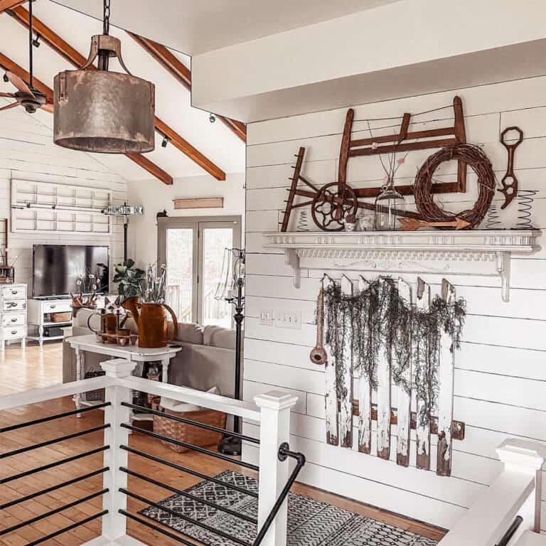 Landing Décor for a Farmhouse Stairwell