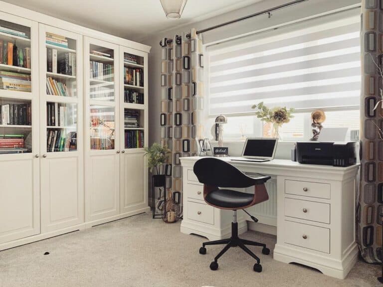 Large Built-in Bookcase With Glass Doors