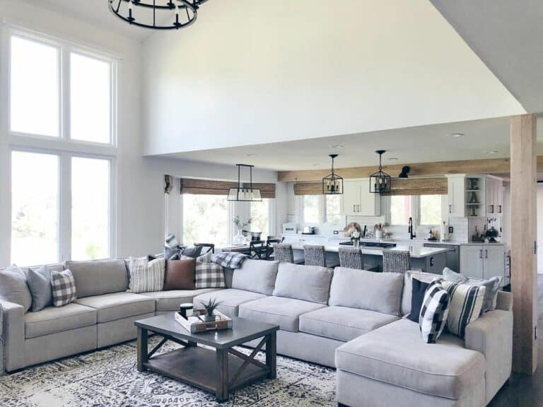 Large Cozy Sectional in Modern Farmhouse Living Room