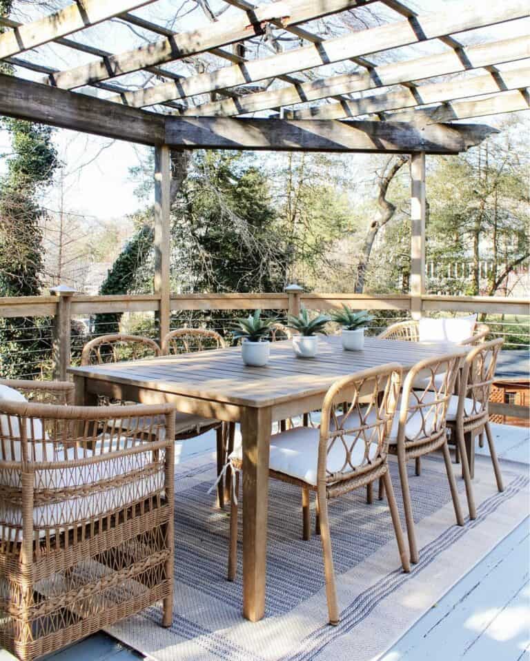 Large Deck With Wooden Furniture