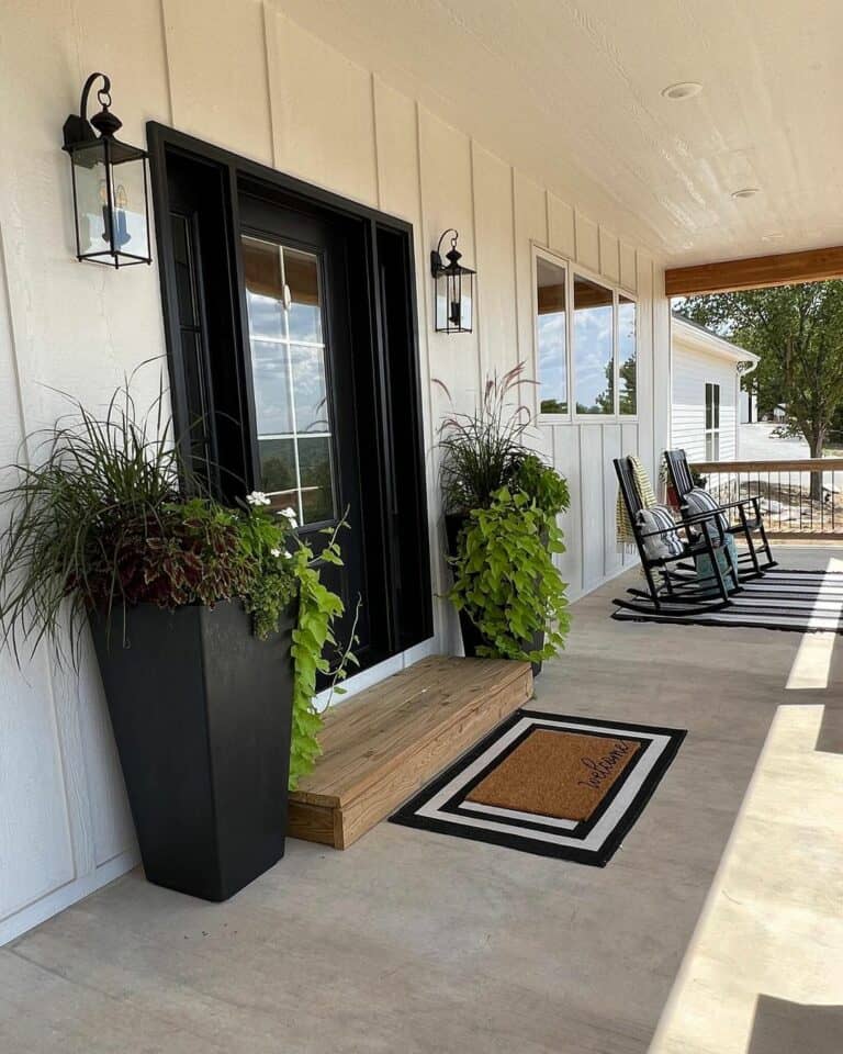 Large Modern Porch With Black Door