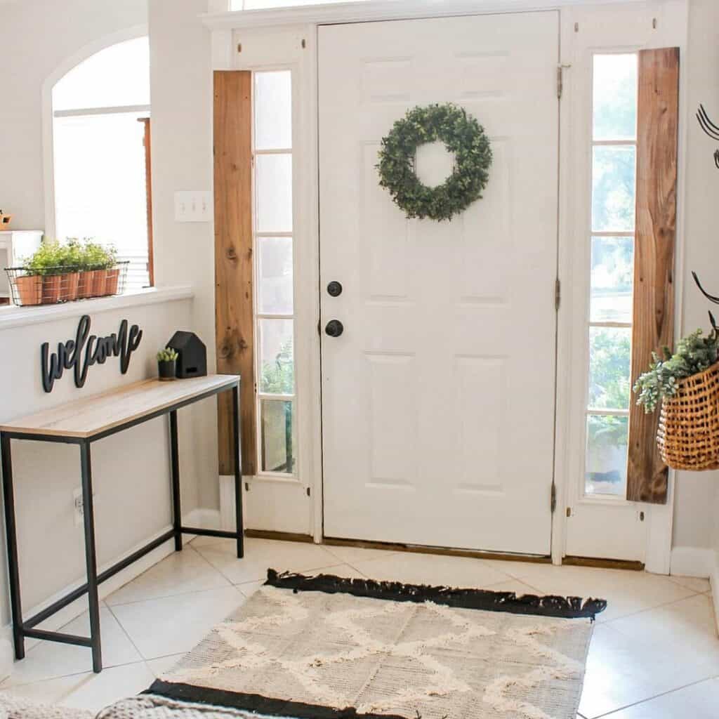 Large Square Tile Layout for a Neutral Entryway