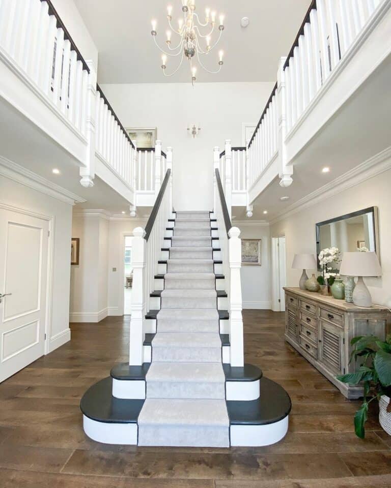 Large Staircase Idea for Farmhouse Foyer