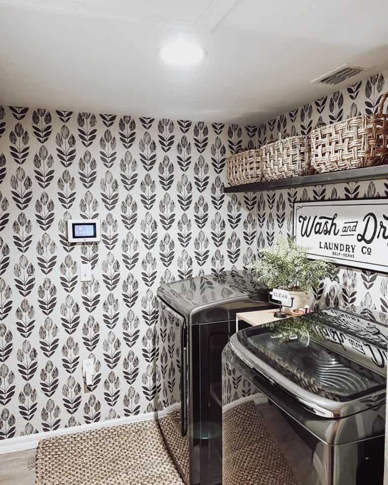 Laundry Room Floral Wallpaper Ideas