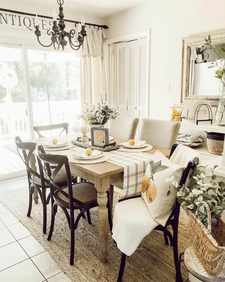 Lemon Accents on Farmhouse Dining Table