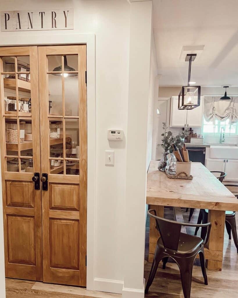 Light Wood Double Doors With Glass for Pantry