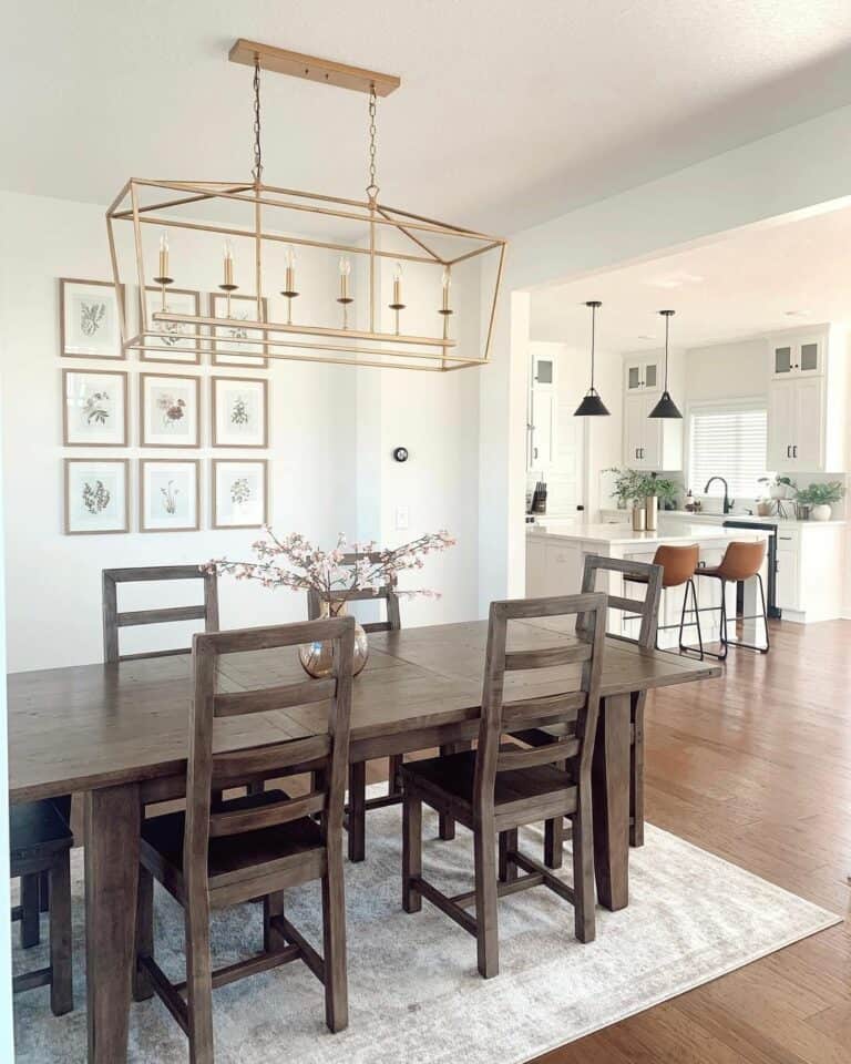 Linear Gold Dining Table Chandelier