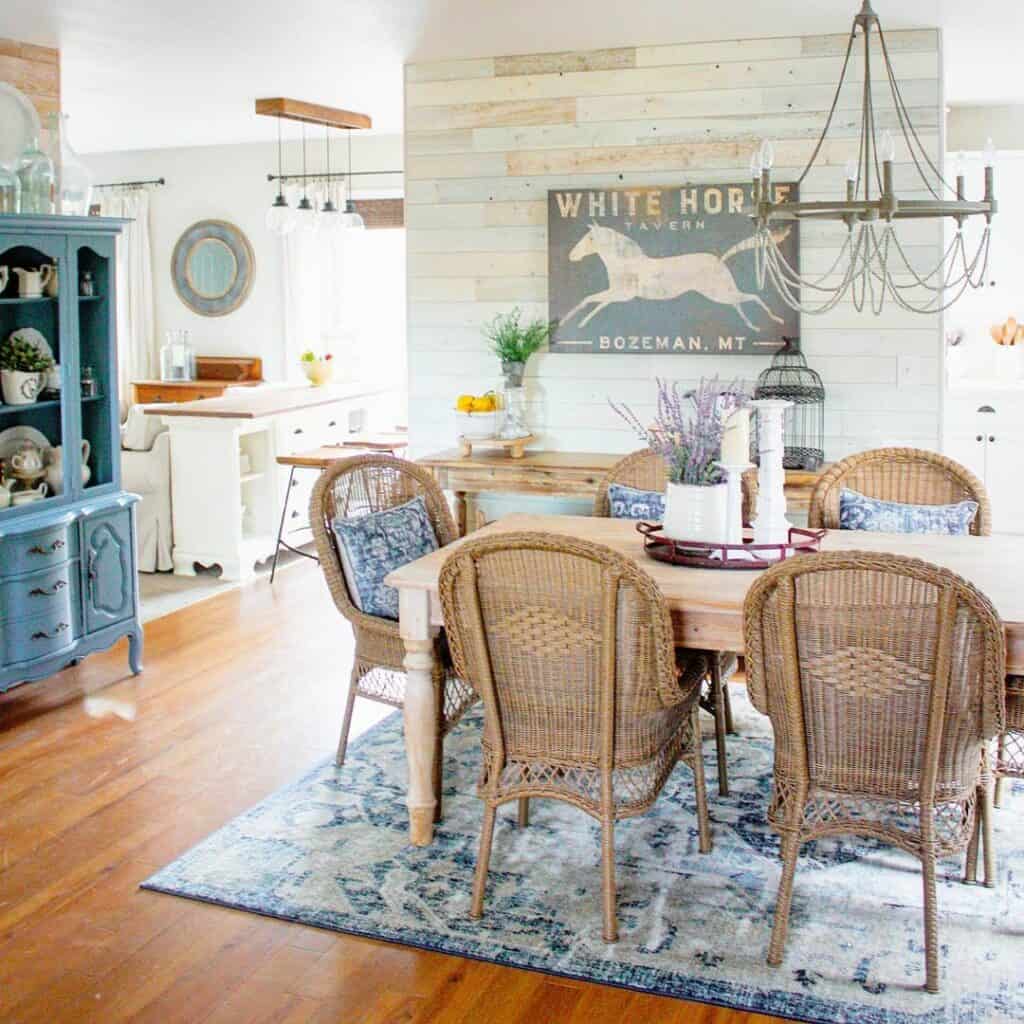 Living Room Dining Room Combo in Blue Palette