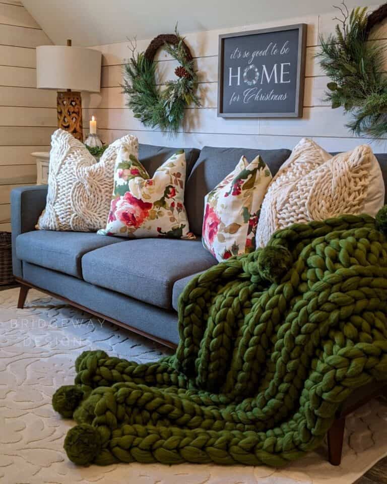 Living Room With Forest Green Accents