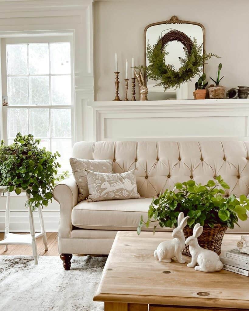Living Room With Greenery and Bunnies